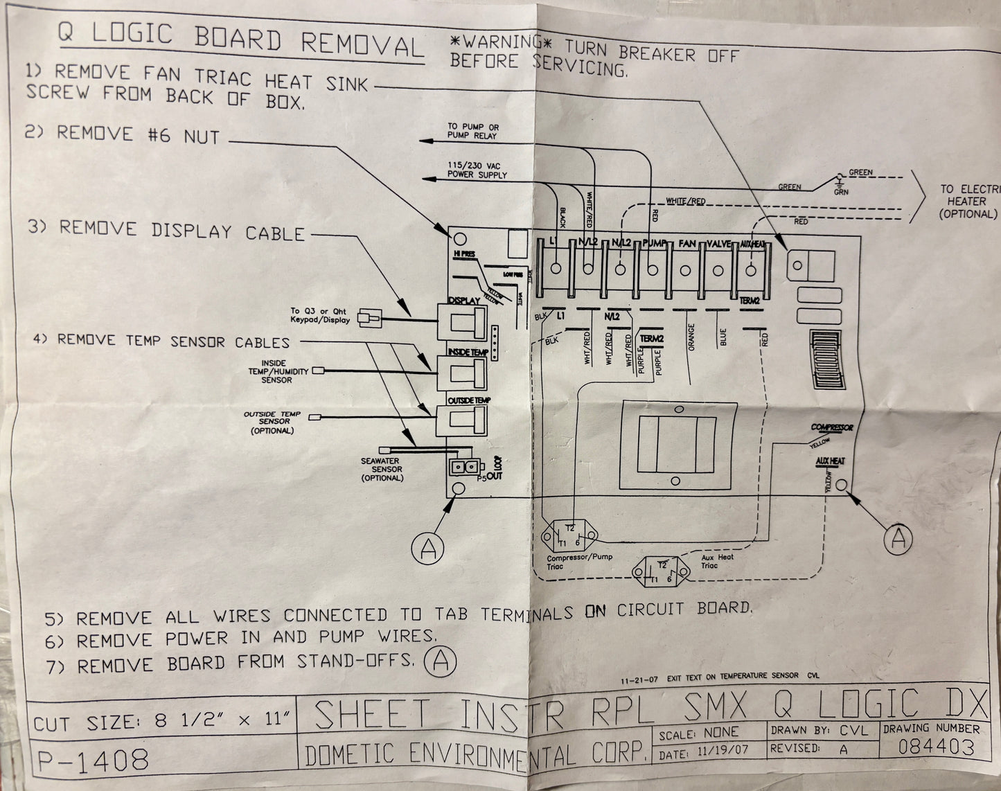 Technical diagram and instructions for Q Logic Board removal