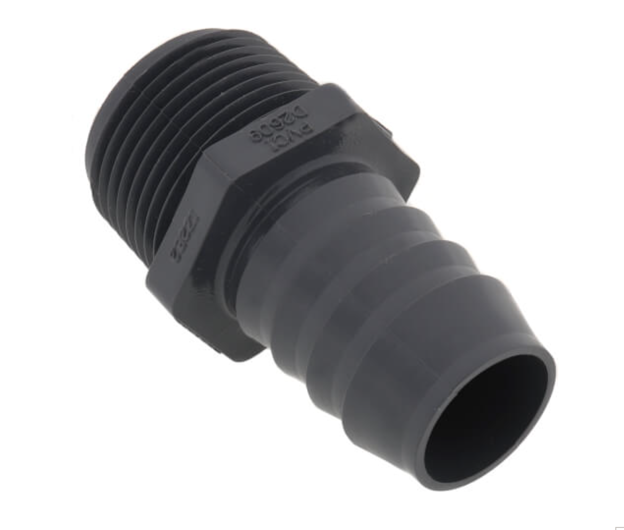 1" PVC Barbed Insert Male (Insert x MIPT)