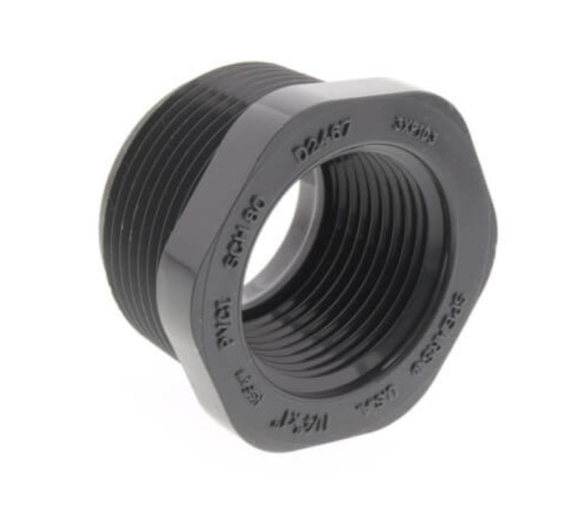 1-1/4" X 1" PVC Sch. 80 Flush Style Reducer Bushing (MPT x FPT)