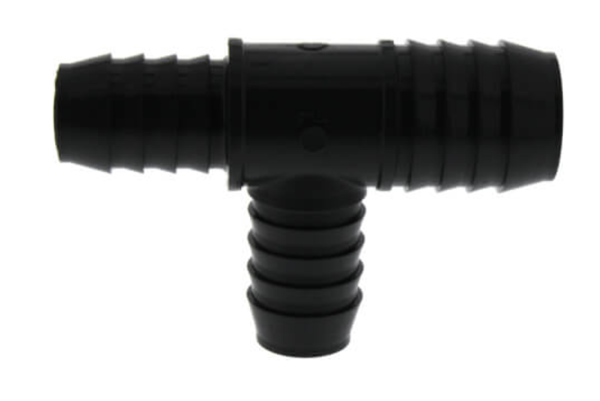 1-1/4" x 1" x 1" PVC Barbed Insert Reducing Tee (Insert x Insert x Insert)