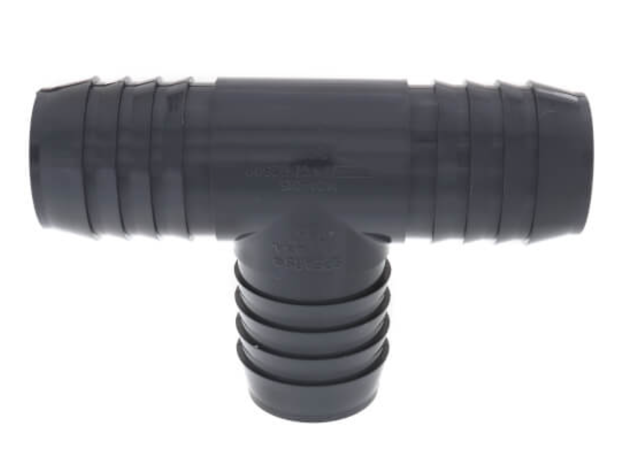 1-1/2" Barbed PVC Tee (Insert x Insert x Insert)