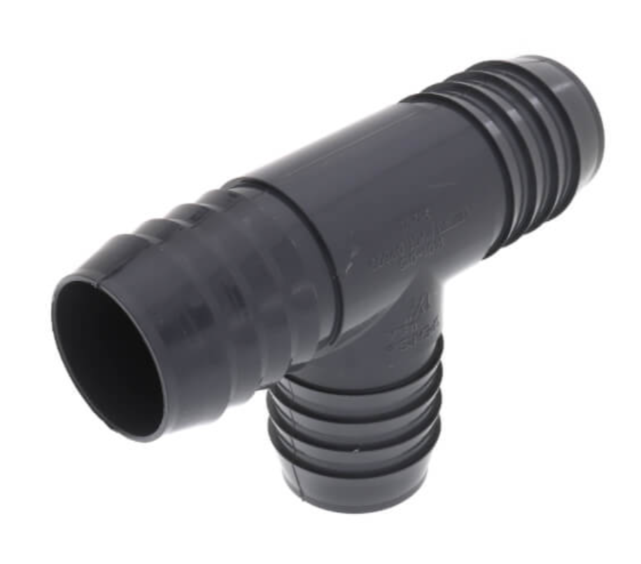 1-1/2" Barbed PVC Tee (Insert x Insert x Insert)