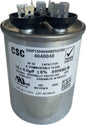 CSC dual run capacitor with label on a white background