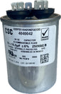 Dual Rual Capacitor with label and certification marks on a white background