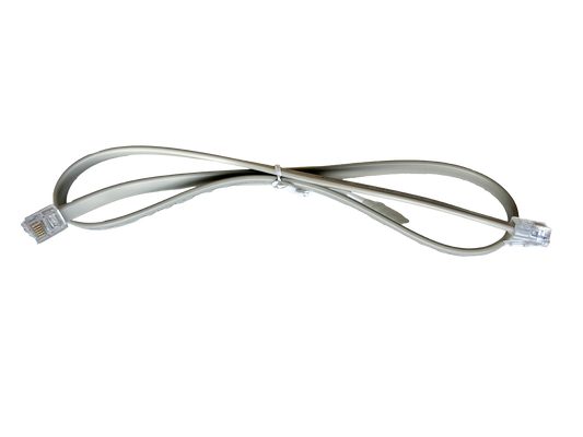 A 6-pin RJ12 CXP display and communication cable, straight through design, in a beige or light gray color.