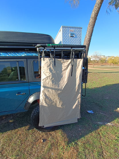 Fold-out vehicle privacy changing room shower tent