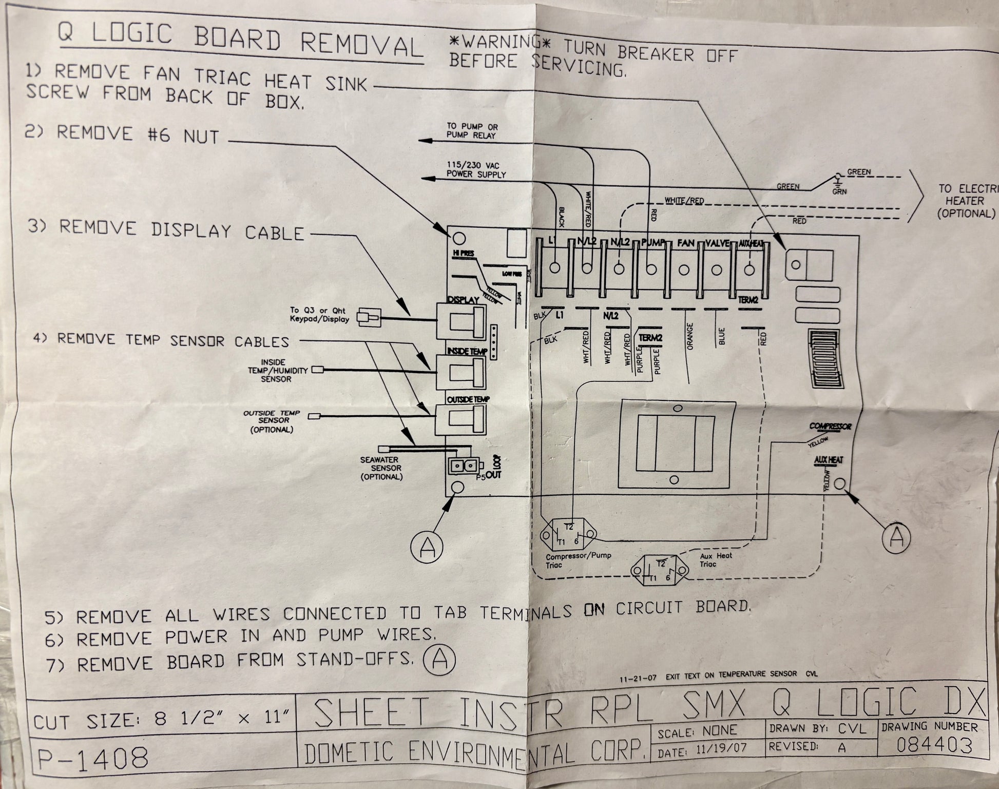 Technical diagram and instructions for Q Logic Board removal