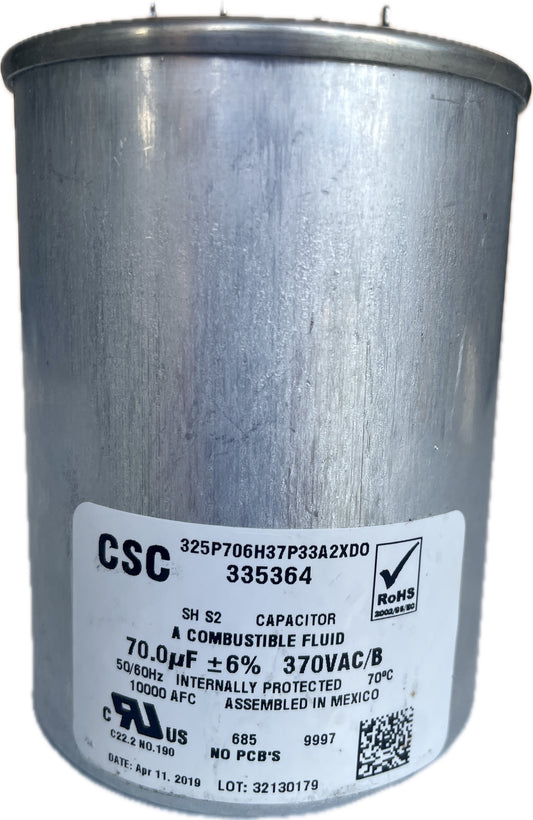 CSC un capacitor with label on white backround