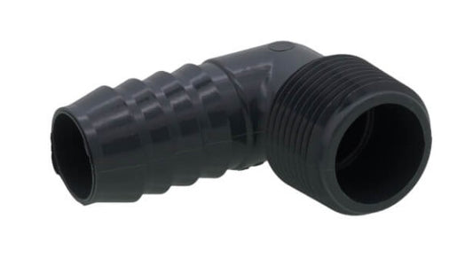 3/4" Male x 3/4" Insert 90° PVC Elbow (MIPT x Insert)