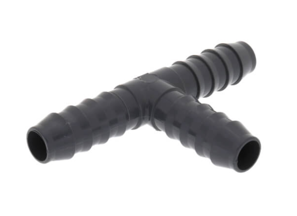 3/4" Barbed PVC Tee (Insert x Insert x Insert)