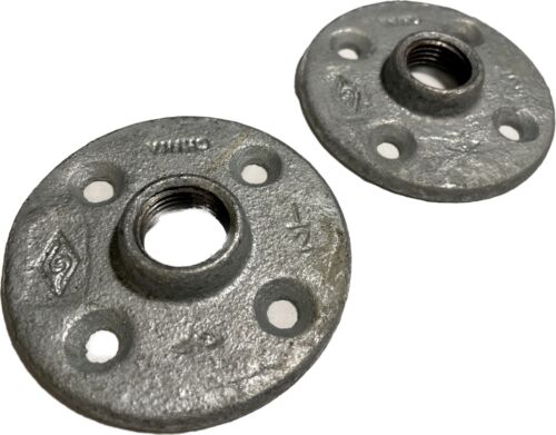 1/2" HEAVY DUTY GALVANIZED FLOOR WALL FLANGE PIPE THREADED SET OF 2 - FREE SHIP